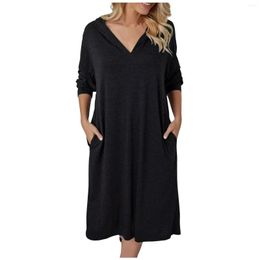 Casual Dresses For Women Skin-Friendly Slim Fit Solid Colour V Neck Short Sleeve Classic And Versatile Dress Simple Vestidos