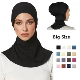 Ethnic Clothing Big Size Modal Muslim Turban Hat Women Inner Hijab Cap Cotton Jersey Full Cover Over Neck Underscarf 45cm