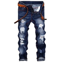 WEEN CHARM Mens Distressed Ripped Biker Slim Fit Jeans Moto Retro Denim Pants245n