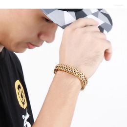 Link Bracelets HIYEE Double Woven Bracelet Stainless Steel Waterproof Chain 18k Gold Non-fading Party Wholesale Bangles Charm Jewellery