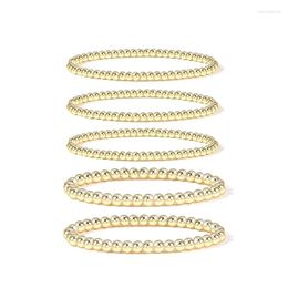 Strand Badu Gold Beads Bracelet For Women 14K Plated Ball Beaded Stretchable Elastic Fashion Jewellery Gifts