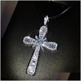 Iced Out Cross Pendant Necklace Mens Hip Hop Jewelry Womens Vintage Sweater Chain Necklaces Drop Delivery Dho2H