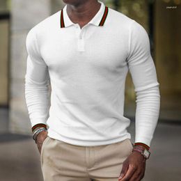 Men's Polos Solid Colour Skinny Long Sleeve Polo Shirt Streetwear Turn Down Button Breathable T 2023 Luxury Clothing M-4XL