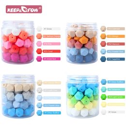 Teethers Toys 10pcs Hexagon Silicone Beads Pearl 14mm DIY Pacifier Clip Chain Necklace Food Grade Baby Teething Teether Mini Bead 230914