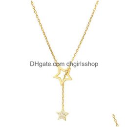 Pendant Necklaces Vintage Mtilayer Crystal Necklace Women Gold Colour Moon Star Horn Crescent Choker Jewellery Drop Delivery Pendants Dhhvd