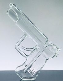 High Clear Glass Bong Gun Shape Glass Water Pipe Vaporizer Percolator Smoking Accessories Rig Perc Bong Bottle for Tobacoo