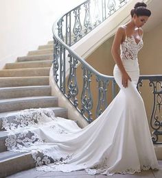Wedding Dresses White Mermaid Bridal Gowns Ivory Formal Trumpet Applique New Plus Size Custom Zipper Lace Up Sleeveless Lace Sweetheart Satin