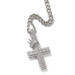 Vintage Crown Cross Necklace Fashion Mens Gold Hip Hop Iced Out Pendant Necklaces Jewellery Drop Delivery Dh35W