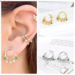 Stud Earrings 925 Sterling Silver Ear Needle Crystal Small Zircon Tassel C-Shape For Women Premium Party Jewellery 2023