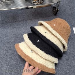 bucket hat Autumn and winter women's knitted hat men's and women's fashion casual warm decoration designers can choose a variety of solid Colour splicing Colour soft hat