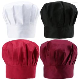 Berets 1PC Chef Hat Baker Kitchen Cook Restaurants Catering Elastic Cap Men Women Black Red Plain Cooker