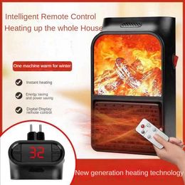 Home Heaters Flame Heater Household Portable Mini Fan Heater Remote Control Fireplace Fast Heat Multi-function Desktop Office Energy-saving HKD230904