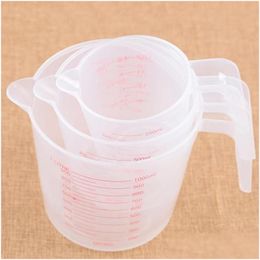 Measuring Tools 250/500/1000Ml High Quality Plastic Cup Clear Scale Show Transparent Mug Addhandle Pour Spout 3 Sizes Device Lz1697 Dh4Nv