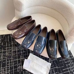 The Row Square Shoes Leather Toe Loafers Small Leather Shoes Formal Dress Office Casual Shoes Designer Shoes Factory Shoes