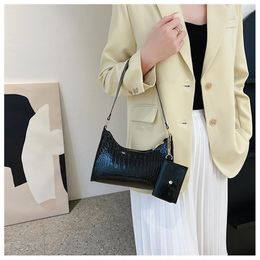 Evening Bags Retro Alligator Pattern Small Shoulder For Women 2023 Casual PU Leather Solid Color Underarm Female Totes Handbags