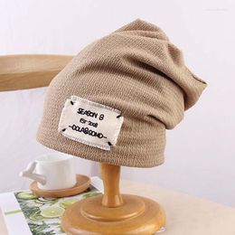 Berets Spring And Autumn Big Head Cap Women's Knitted Patch Pullover Hat Fashion Thin Cold Warm Windproof Headband Men's Winter
