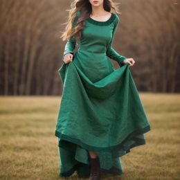 Casual Dresses Renaissance Full Sleeve Victorian Medieval Costume Round Neck Tunic Waist A-Line Retro Vintage Vestido