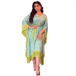 Ethnic Clothing Evening Dress Women Plus Size Green Print Tassel Batwing Sleeve Special Occasions Modest Ladies Spring Summer Dresses 2023
