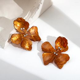 Dangle Earrings AENSOA Trendy Large Petal Flower Acrylic Drop For Women Green Brown White Floral Pendientes Jewellery 2023
