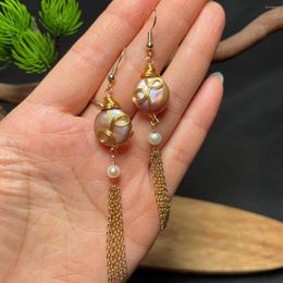 Dangle Earrings Baroque Pearl Charms Beaded Gemstones Real Jewellery 925 Silver Gifts Amulet White Vintage Stone Carved Natural Amulets