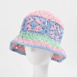 Beanie/Skull Caps 2023 Summer Women Handmade Crochet Bucket Hats Shopping UV Protection Fashion Beanies Bell Knitted Korean Style Panama Wholesale 230925