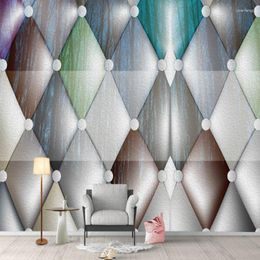 Wallpapers Modern Geometric Minimalist Rhombus Wall Background Wallpaper For Room Home Improvement Painting Mural Silk Paper