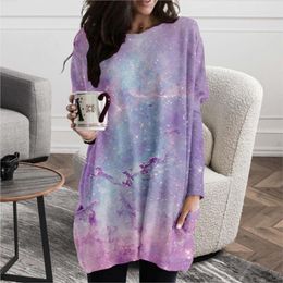 Women's Hoodies Autumn And Winter Round Neck Sweatshirt 2023 Tie Dyed Abstract Art Print Fashion Harajuku Pullover