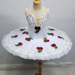 Stage Wear Professional Ballet Tutu Children Cherry Radish Dress Girls Kids Performance Dance Ballerina Swan Lake Costumes With Hoop