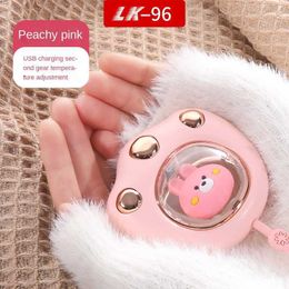 Home Heaters 4-6h 2400mAh Winter Mini Cartoon Cat Paw Electric Hand Warmer USB Rechargeable LED Heater Quick Heating Pocket Mobile Power 5V HKD230904