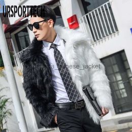 Mens Fur Faux Fur Mens Fur Faux Fur URSPORTTECH Winter Men Faux Fur Coat Jacket Male Fashion Loose Warm Coat Male Streetwear Thicken Outwear Overcoat Oversize T221102