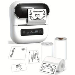 Phomemo Label Maker, M220 Label Maker, Thermal Label Printer, Portable Barcode Printer For Address, Mailing, Office Supplies, Sticker Labeling, Compatible With Phone, PC