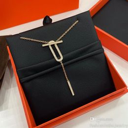 Necklace Designer Jewellery Luxury wedding gift Platinum Rose gold diamond pendant necklaces and bracelet set long chain whole n2189