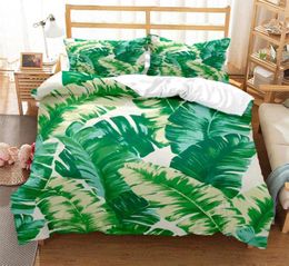 Bedding Sets Green Leaf Fresh Printed Soft Comfortable And Breathable Set 3PCS Landscape Pattern Print Bedclothes For Family