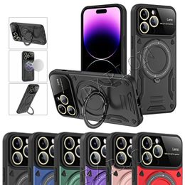 Magnetic Ring Holder Phone Cases Camera Lens Protective Case For IPhone 15 Pro Max 14 13 12 Samsung Galaxy A14 A04 A24 A54 A34 S23 Ultra Heavy Duty Armour Covers