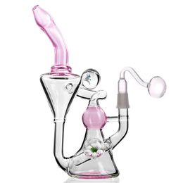 8.2 Inch Glass Bongs Double Recycler Bong Chamber Oil Dab Rigs Cone Base Flower Decor Chamber Glass Water Pipe with 14mm Jo