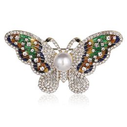 Pins Brooches Elegant Charm Butterfly Animal Pearl Brooch Women Rhinestone Jewellery Colorf Insect Vintage Fashion Gifts Drop Delivery Dh3Zp