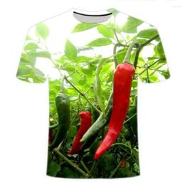 Men's T Shirts Funny T-Shirts Food Vegetables Fruit Pepper 3D Print Streetwear Men Women Fashion Oversized Shirt Kids Boys Tees Tops