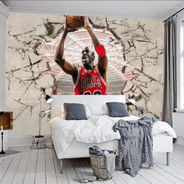 Wallpapers Custom Basketball Star Po Wallpaper Court Gym Industrial Decor Wall Paper 3D Bedroom Decoration Mural