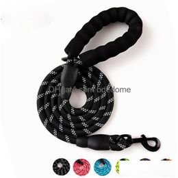 Dog Collars Leashes Soft Padded Handle Nylon Heavy Duty Reflect Light With Key Hang Ring For Dogs Bottle Bowls Pet Supplies Drop Deliv Dhpjc