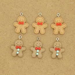 Charms 12pcs Cartoon Gingerbread Man Christmas Biscuit Pendant DIY Jewellery Making For Necklace Bracelet Earring Keychain Phone