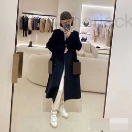 Women's Wool & Blends Designer Autumn Winter Collection New Long Double sided Nylon Polo Coat with 100% Cashmere Fabric HOSI