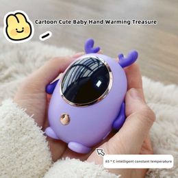 Home Heaters 1pcs Cartoon Hand Warmer Portable USB Rechargeable Digital Stove Hand Warmers Mini Electric Heater Winter Warming Products HKD230904