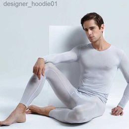 Men's Thermal Underwear Men's Thermal Underwear AsiaSkin Ultra-thin Ice Silk Seamless Fall Close Elastic Breathable Suit S026 507 L230914