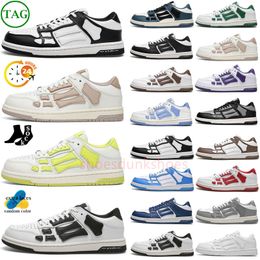 Men High Athletic Shoes Skelet Bones Women Black White Blue Green Casual Sports Shoes Outdoor Skel Top Low Genuine Leather Lace Up Luxury Trainer Sneakers size 36-45