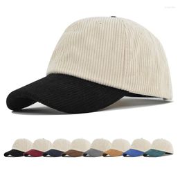 Ball Caps Patchwork Baseball Cap Thicken Corduroy Fabric Sun Hat Outdoor Autumn Winter Hip Hop Fitted