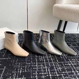 Мода Toteme Ancle Boots Luxury Designer Boots Кожаный бой байкер Knight Booth