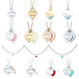 Pendant Neckalce Design luixury Brand Heart Love Necklaces for Women Stainless Steel Jewellery Accessories Zircon Green Pink Women Jewelrys LL