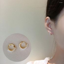 Hoop Earrings 925 Silver Minimalist Small Pearl 18K Gold Plated Earring Buckle For Women Girl Delicate Lovely Fine Jewellery Accessories