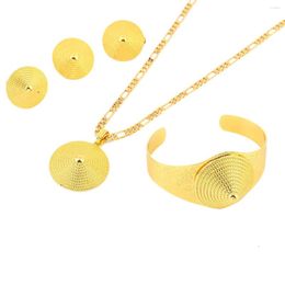 Necklace Earrings Set Classic Egypt Gold Chain For Women Conical Granary Pendant Arab Africa Ethiopian Party Gift