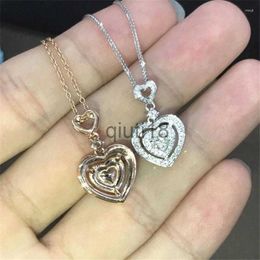 Pendant Necklaces Pendant Necklaces Huitan Women Fresh Style Heart Necklace With Love Cubic Zirconia Stylish Female For Party 2023 Trendy Jewellery x0913